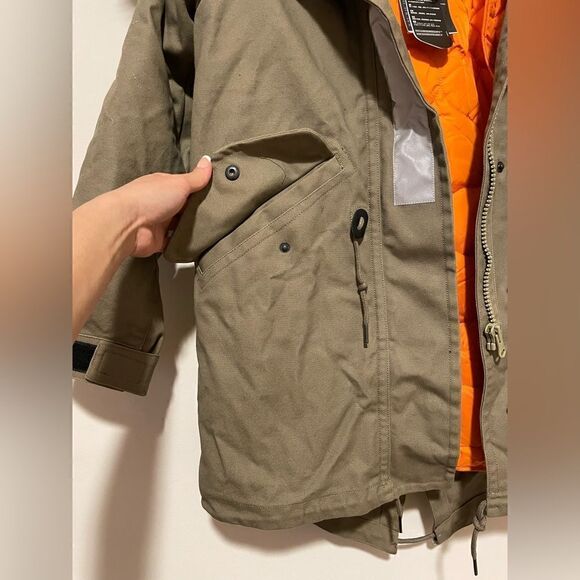 Converse Khaki Shield Storm Parka With Faux Fur Lined Hood - Picture 14 of 16